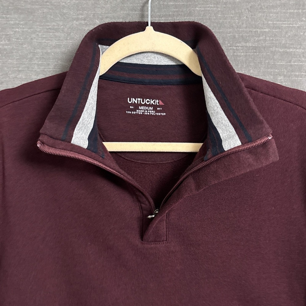 UNTUCKit Pullover M Reg Corral Dre‎ Burgundy Red 1/4 Zip Peru Cotton Sweatshirt